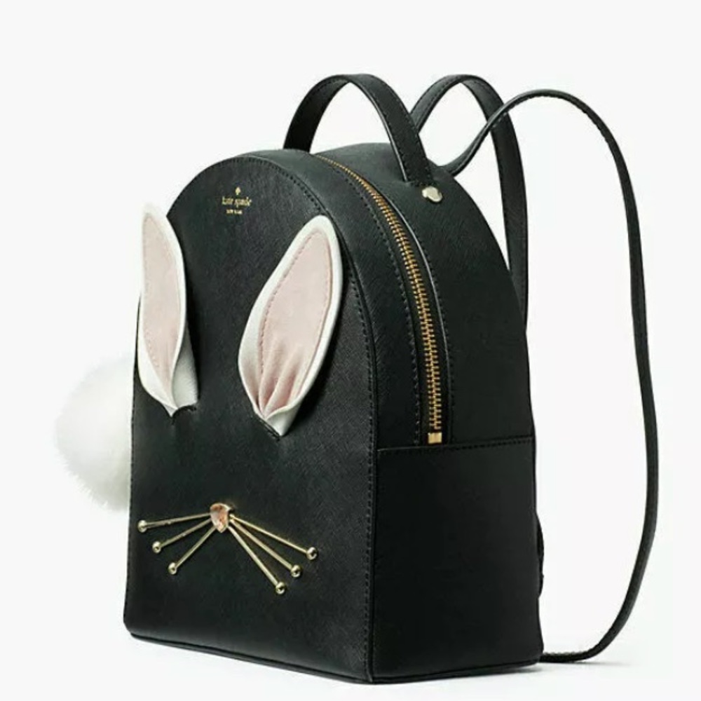 Kate spade leather rabbit bunny hop backpack black - Picture 4 of 6